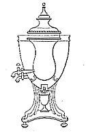 Brevet de Palmer en 1786 breveté - Urne à café avec lampe à alcool, chambre d'eau chaude et deux robinets.