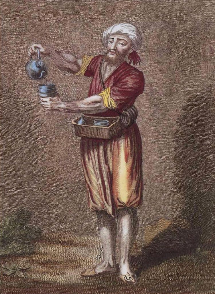 Vendeur de café ambulant à Istanbul au début du XVIIIe siècle.