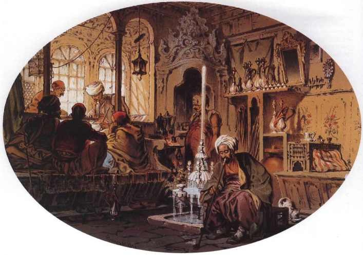 Café turc, lithographie, 1855.