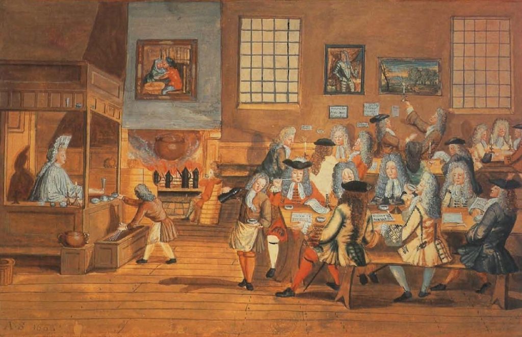 Une maison de café anglaise, artiste anonyme, 1668.