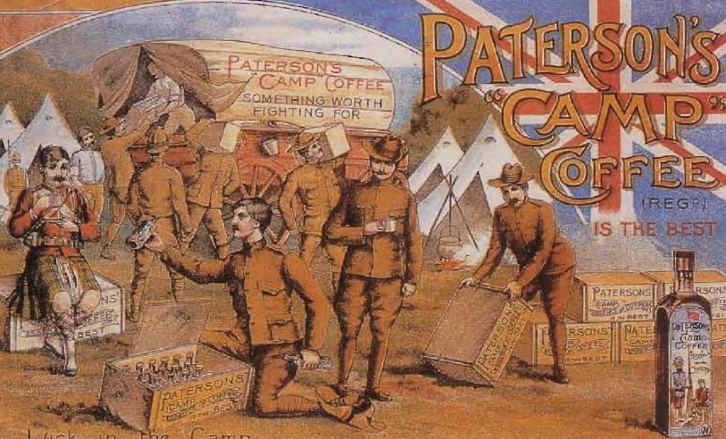 Publicité pour l'extrait de café « Camp » de Paterson 's, 1890.