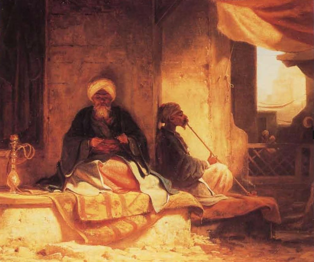 Sur les marches d'une maison de café turque, début du XIX" siècle.